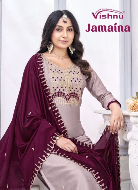 Jamaina By Vishnu Roman Silk Dress Material 
